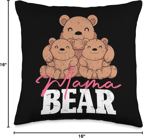 Vista 4 de Mama Bear Animal Mothers Day Family Mom Gift Cute Cubs Family Animal Mom Mommy Mama Bear - Almohada de 16 x 16 pulgadas, multicolor