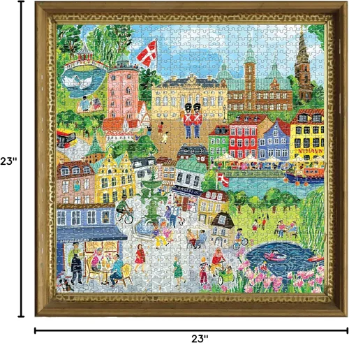 Vista 7 de eeBoo Rompecabezas de 1000 piezas, rompecabezas de Copenhague para adultos, cuadrado de 23 x 23 pulgadas, fabricado con tablero reciclado y tinta a