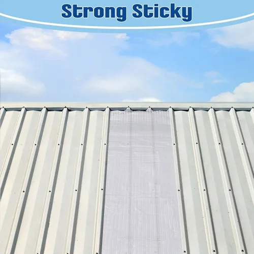 Vista 5 de Sasylvia Paneles autoadhesivos para techos de 6 pulgadas x 33 pies, material de goma adhesiva, superficie de aluminio reflectante intermitente
