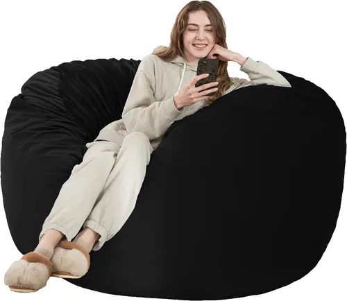 Vista 47 de HABUTWAY Silla de Puf de 2 Pies, Puf de 2' de Sillones Pequeños con Relleno, Silla de Puf en Forma de Lágrima de Terciopelo Ultra Suave con Funda