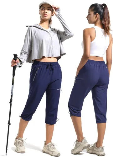 Vista 23 de BVVU Pantalones cargo capri de senderismo para mujer, ligeros, de secado rápido, pantalones deportivos impermeables para exteriores, pantalones