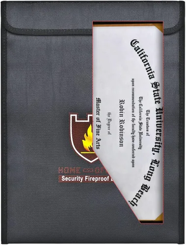 Vista 5 de ExpertPower Bolsa de seguridad para archivos de oficina Bolsa ignífuga y resistente al agua para documentos y soporte para sobres