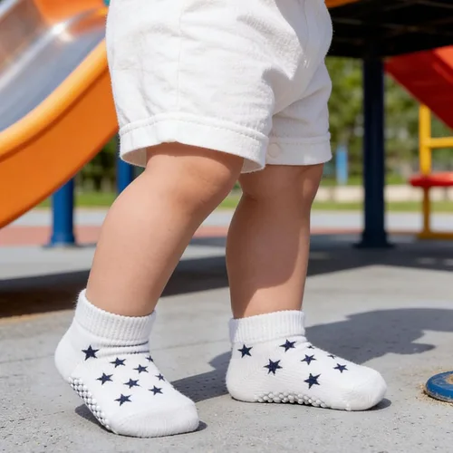 Vista 3 de Looching Calcetines tobilleros antideslizantes para bebés y niños pequeños, 12 pares de calcetines antideslizantes de algodón para niños y niñas