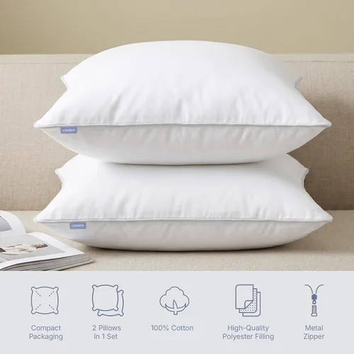 Vista 8 de Leeden - Juego de 2 rellenos de almohada de 30 x 50 cm, insertos de cojín con funda de 100% algodón, insertos rectangulares decorativos para sofá