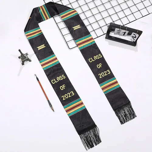 Vista 9 de YanHao Class of 2023 Scarf - Tassel Design Graduation Accessories Sash for Black Girl 2023 Celebrate Our Culture,Boys and Girls Graduate Party