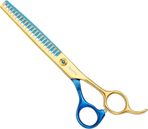 Vista 13 de Tijeras de aseo para perros y gatos, tijeras para mascotas para abrigos gruesos y cabello enmarañado, tijeras de acero inoxidable curvadas más