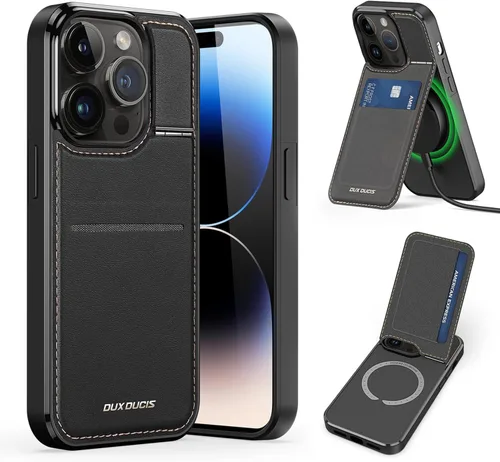 Vista 3 de Funda tipo cartera compatible con iPhone 14 Pro con función atril y tarjetero de crédito compatible con iPhone 14 Pro, cartera 3 en 1, tarjetero