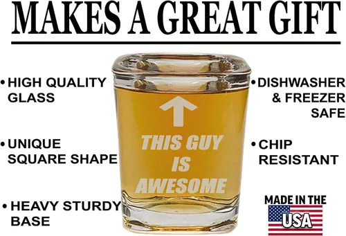 Vista 2 de Rogue River Tactical Premium Square Funny This Guy is Awesome Shot Glass Regalo para él, marido, papá, padre