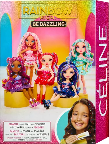 Vista 13 de Rainbow High Be Dazzling Fashion Dolls - Celine Turquesa (Azul Verde) con herramienta Bedazzler y gemas brillantes