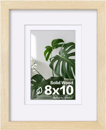 Vista 80 de Egofine - Portarretratos de 4 x 6 pulgadas, de madera maciza con plexiglás, para fotos de 3.5 x 5 con paspartú o de 4 x 6 sin paspartú, para colocar