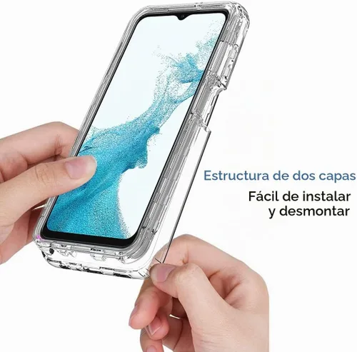 Vista 4 de Funda compatible con Galaxy A23, Samsung A23 SM-A235M con protector de pantalla de vidrio templado, cuerpo completo, a prueba de golpes