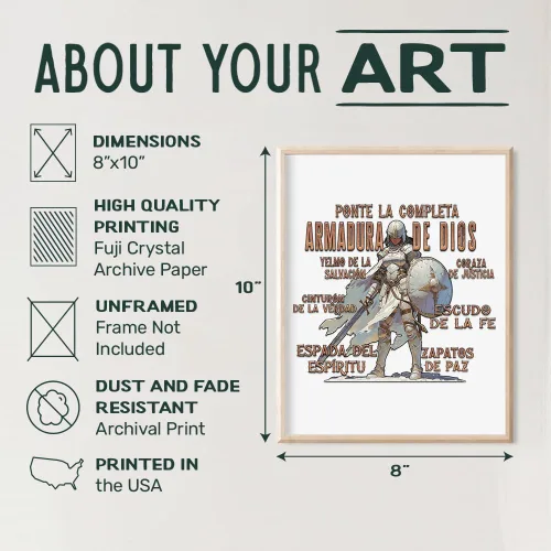 Vista 3 de La Armadura De Dios - Arte de pared y decoración - Arte mexicano - Decoración para mujer - Armadura de Dios regalos cristianos para mujeres