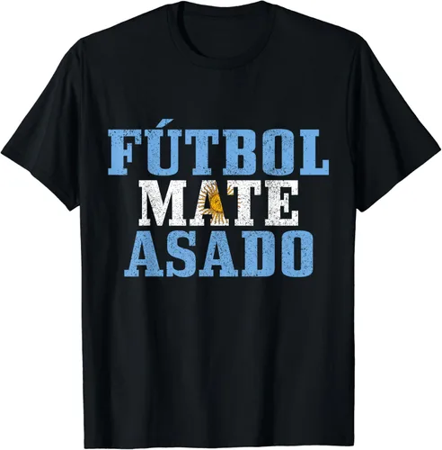 Vista 2 de Futbol Mate Asado Argentina Flag Pride - Camiseta vintage, Negro, S