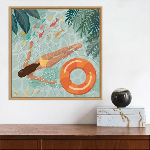 Vista 6 de Amanti Art Lienzo enmarcado para pared, 16 x 16 pulgadas, diseño de chicas de playa IV por Janelle Penner, lienzo enmarcado para pared, obras