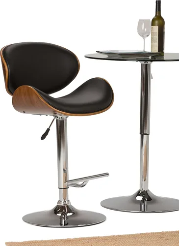 Vista 10 de SIMPLIHOME Marana - Taburete de bar giratorio ajustable, altura del asiento de 37 a 45 pulgadas, taburete tapizado en piel sintética vegana negra