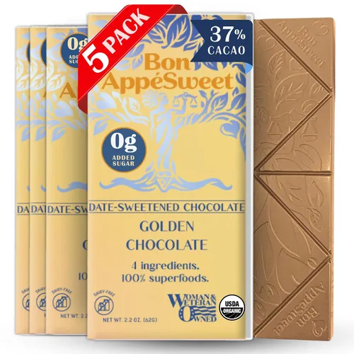 Vista 28 de Bon AppéSweet Barra de Chocolate Endulzada con Dátiles - Mejor que el Chocolate con Leche 2.2 Onzas (Pack de 3) Orgánico, Sin Azúcar Añadida