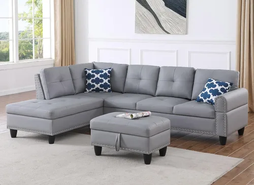 Vista 19 de KEVINSPACE Sofá seccional de 110 pulgadas, sofá en forma de U de 110 pulgadas, sofá de gran tamaño con respaldo cómodo tapizado con sillones dobles