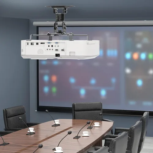 Vista 2 de WALI Soporte de techo para proyector, soporte universal para proyector de perfil bajo con brazos retráctiles y función de ajuste múltiple Negro