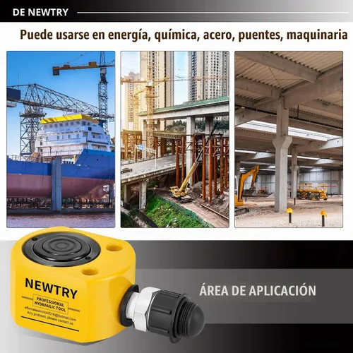 Vista 7 de NEWTRY 10T Low Profile Hydraulic Ram Jack, 1" Stroke Multi-Section Compacto para espacios reducidos, elevación portátil para maquinaria, puentes
