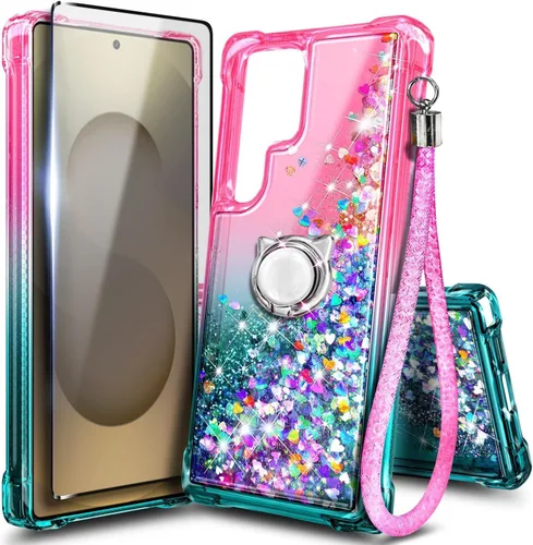 Vista 87 de NGB - Funda para teléfono Samsung Galaxy S9, color aguamarina/morado, bonita funda con purpurina líquida para mujeres y niñas, con protector