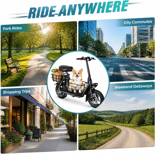Vista 7 de URBANMAX C1S Scooter eléctrico sentado, 550 W, 18.6 MPH, 20 millas Negro