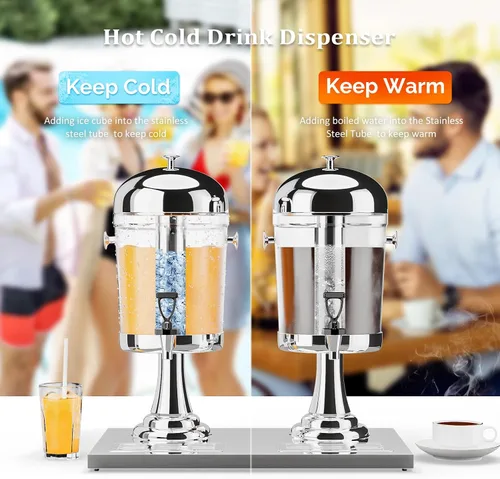 Vista 3 de ROVSUN Dispensador de bebidas de 4.4 galones/16.6L para fiestas, dispensador de bebidas con soporte, dispensador de bebidas de acero inoxidable