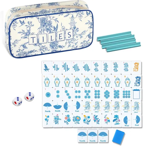 Vista 13 de Soulchen Mini juego de azulejos Mahjong americanos para viajes, viajes