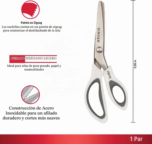 Vista 3 de SINGER Tijeras de 9" con dientes para tela - Tijeras en zigzag para tela