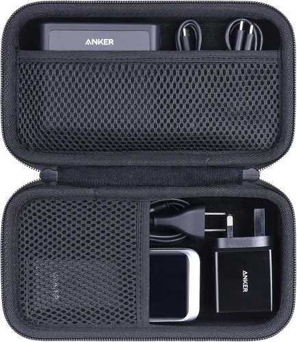 Vista 10 de Khanka - Funda rígida de viaje para base de carga Anker de 100 W + Anker Prime 12, color negro EVA Hard Shell, Mesh Pocket Accessory Storage