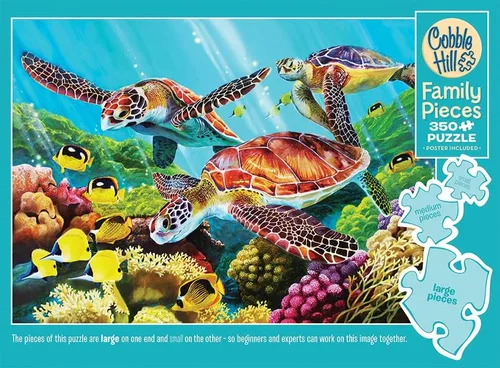 Vista 3 de Cobble Hill Family Piece's 350 Puzzle - Molokini Current - Muestra de póster incluido