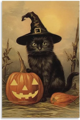 Vista 21 de HHGaoArt Lienzo gótico para pared, póster de fantasmas de Halloween, imagen espeluznante en lienzo