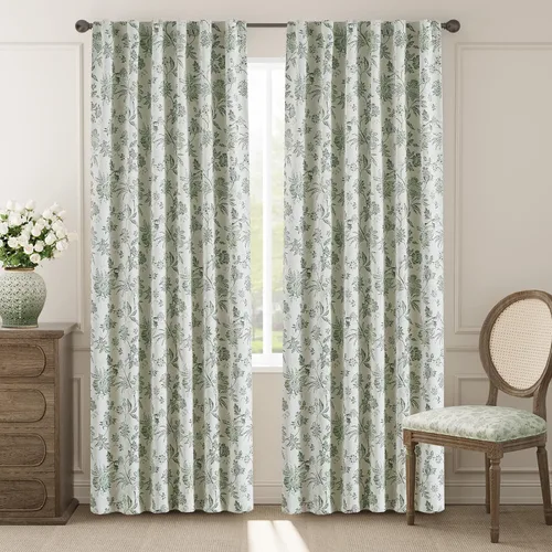 Vista 7 de jinchan Cortinas Opacas Florales para Dormitorio, 63 Pulgadas de Largo Cortinas Opacas con Estampado de Flores, Estilo Campo Francés con Pestañas