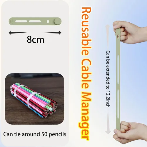 Vista 3 de 12 correas de silicona mejoradas para cables, correas de cable reutilizables para cables de carga, auriculares, computadora, escritorio, gestión