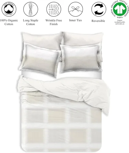 Vista 5 de Juego de funda de edredón de algodón orgánico tamaño King, juego de ropa de cama de 3 piezas, funda de edredón suave tamaño King con 2 fundas, funda