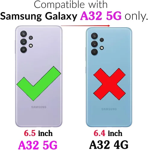 Vista 2 de Asuwish Funda compatible con Samsung Galaxy A32 5G de 6.5 pulgadas y protector de pantalla de vidrio templado, tarjetero con correa de muñeca Gris