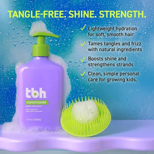 Vista 4 de TBH Acondicionador para adolescentes y niños, acondicionador hidratante ligero y desenredante para cabello seco, graso, fino, rizado y todo
