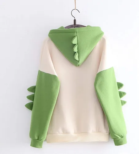 Vista 2 de Lindas sudaderas con capucha de dinosaurio para mujer, sudadera de manga larga con capucha para adolescentes y niñas, ropa de moda Kawaii de dibujos