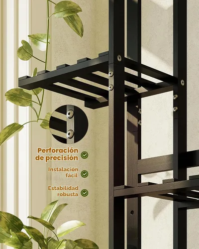 Vista 5 de Bamworld Soporte de bambú para plantas de interior con 6 niveles, estante de plantas de exterior, soporte de esquina para múltiples plantas, soporte