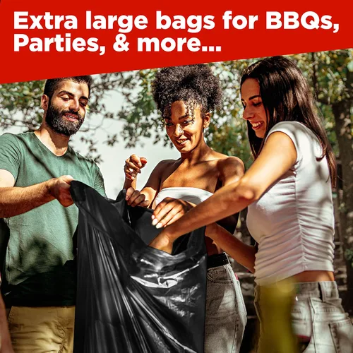 Vista 7 de Bolsas de basura de 65 galones para cubo, color negro, 50 bolsas por caja
