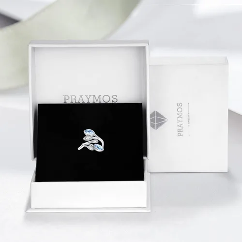 Vista 7 de PRAYMOS Anillos de hoja para mujer, plata de ley 925, anillo de piedra lunar abierto ajustable, anillos de compromiso y boda