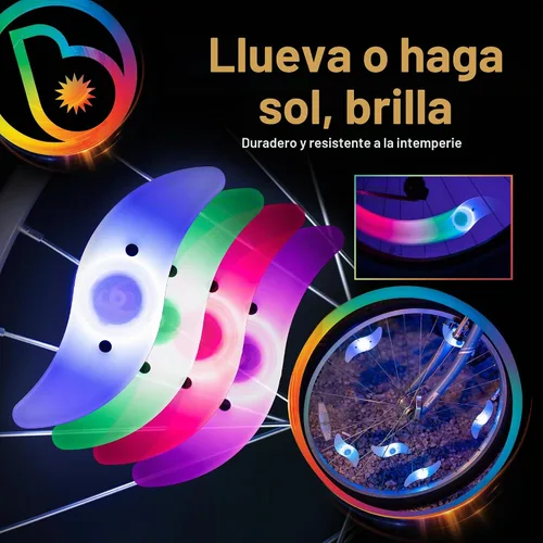 Vista 5 de Brightz SpokeBrightz Luces LED para Rueda de Bicicleta, Pack de 2 - Modos de Cambio de Color y Selección de Color - Ilumina tus Radios - Transforma