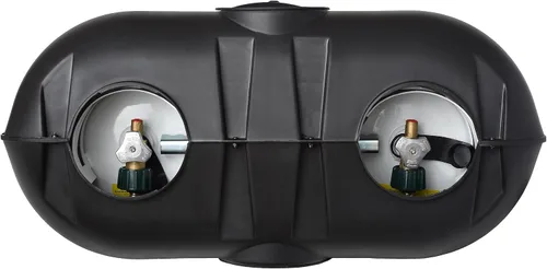 Vista 8 de Flame King Cubierta de plástico ligero resistente de 30LB para tanque de propano LP doble para RV, remolque de viaje, autocaravana y vehículo