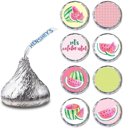 Vista 6 de Etiqueta de sandía para chocolates HERSHEY'S KISSES - Calcomanías de caramelo con sello de sobre de verano - Juego de 240