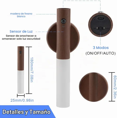 Vista 3 de LANDGOO Apliques magnéticos LED de pared, con sensor de movimiento automático, lámpara inalámbrica para montaje en pared, recargable, funciona
