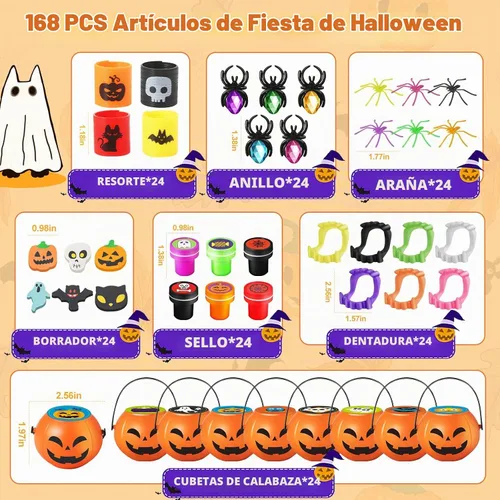 Vista 2 de Paquete de 24 calabazas de Halloween con juguete para niños