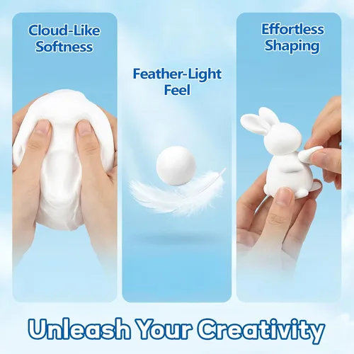 Vista 2 de RAINFLOW Arcilla de espuma blanca – Arcilla de espuma moldeable para cosplay, moldeado suave y esponjoso, perfecto para proyectos de arte
