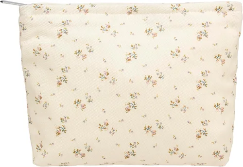 Vista 60 de Pazimiik Bolsa de maquillaje floral, grande, de algodón, con cremallera para bolsa de viaje, organizador de maquillaje de lona para mujeres