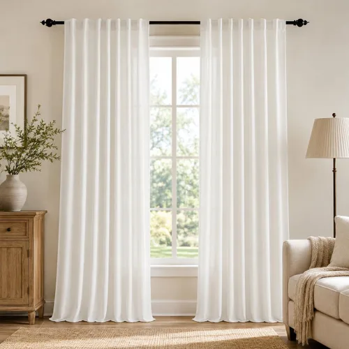 Vista 10 de Deconovo Cortinas traslúcidas filtrantes de luz de 96 in de largo para sala Beige/Flor de vid/Ojal