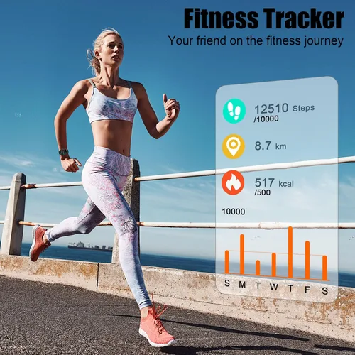 Vista 3 de Reloj inteligente 2025 para hombres y mujeres (Responder/Hacer llamada), reloj de seguimiento de fitness de 1.96" HD para correr, impermeable IP68