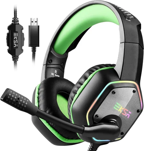 Vista 17 de EKSA E1000WT Wireless Gaming Headset,2.4GHz USB Gaming Headphones with Microphone for PC, PS5, PS4, Nintendo Switch, 7.1 Surround Sound Headset, RGB